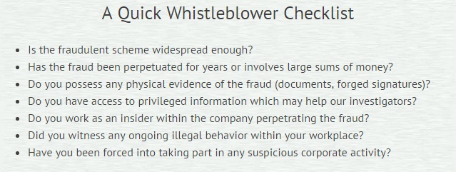 Whistleblower protection checklist